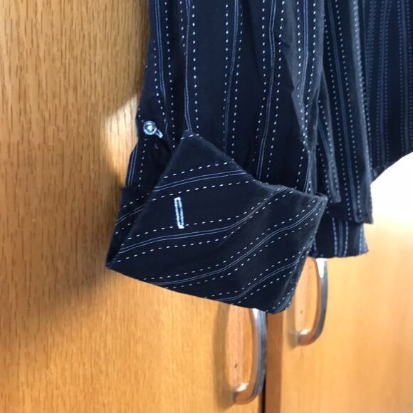 Linea Dome black/ white stitch stripe button shirt - Picture 4 of 8